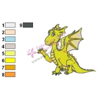 Yellow Baby Dragon Embroidery Design